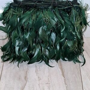 Elegant Feathered Green Clutch